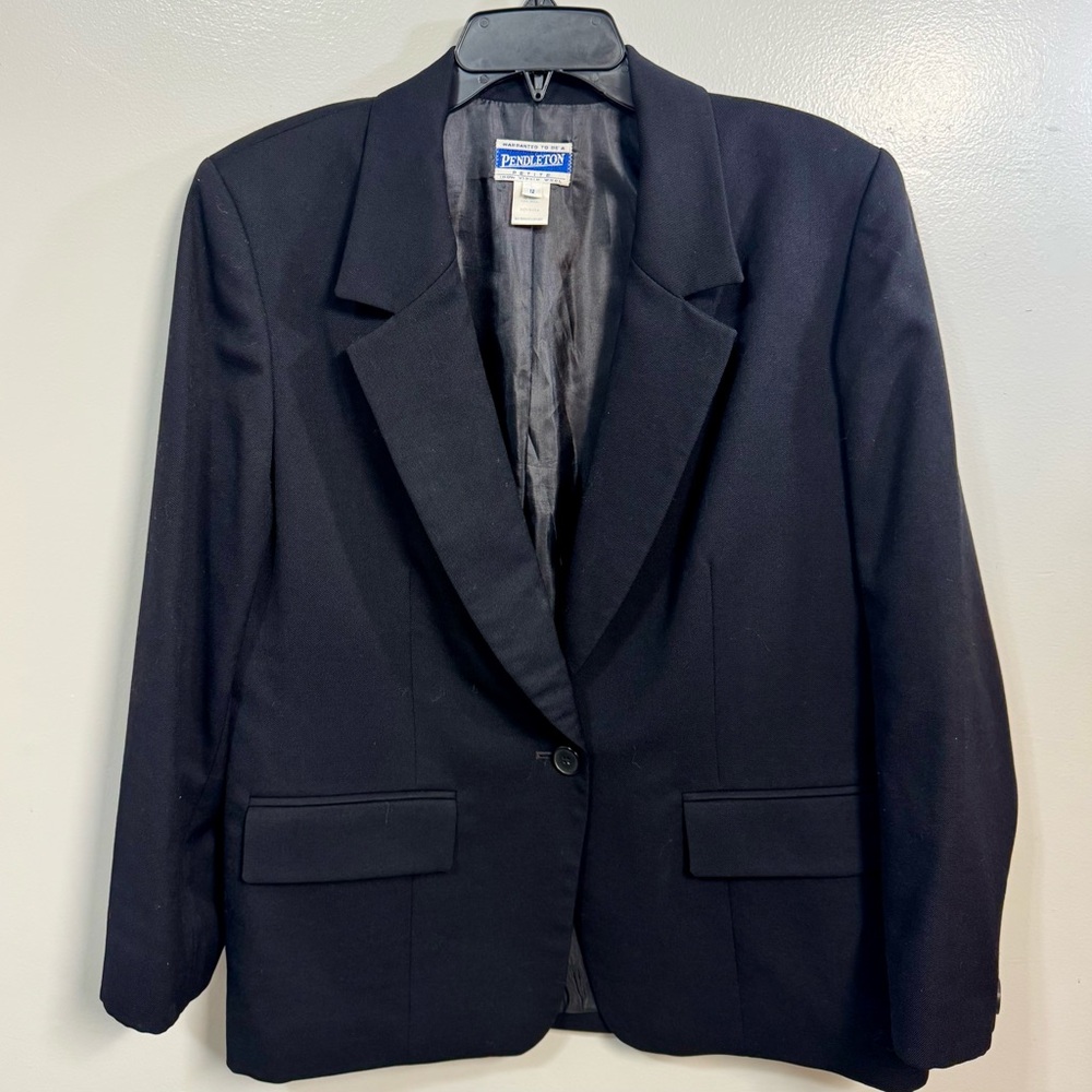 Pendleton Petite Vintage Wool Blazer in Black 12